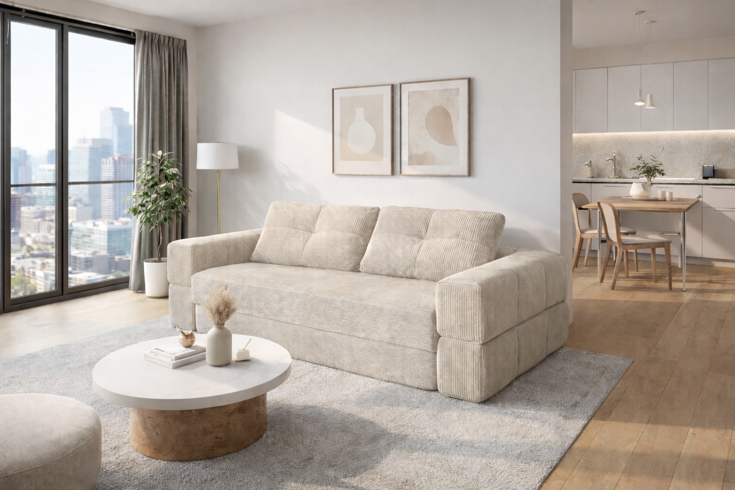 Canapé lit modulable en velours côtelé — Bubella