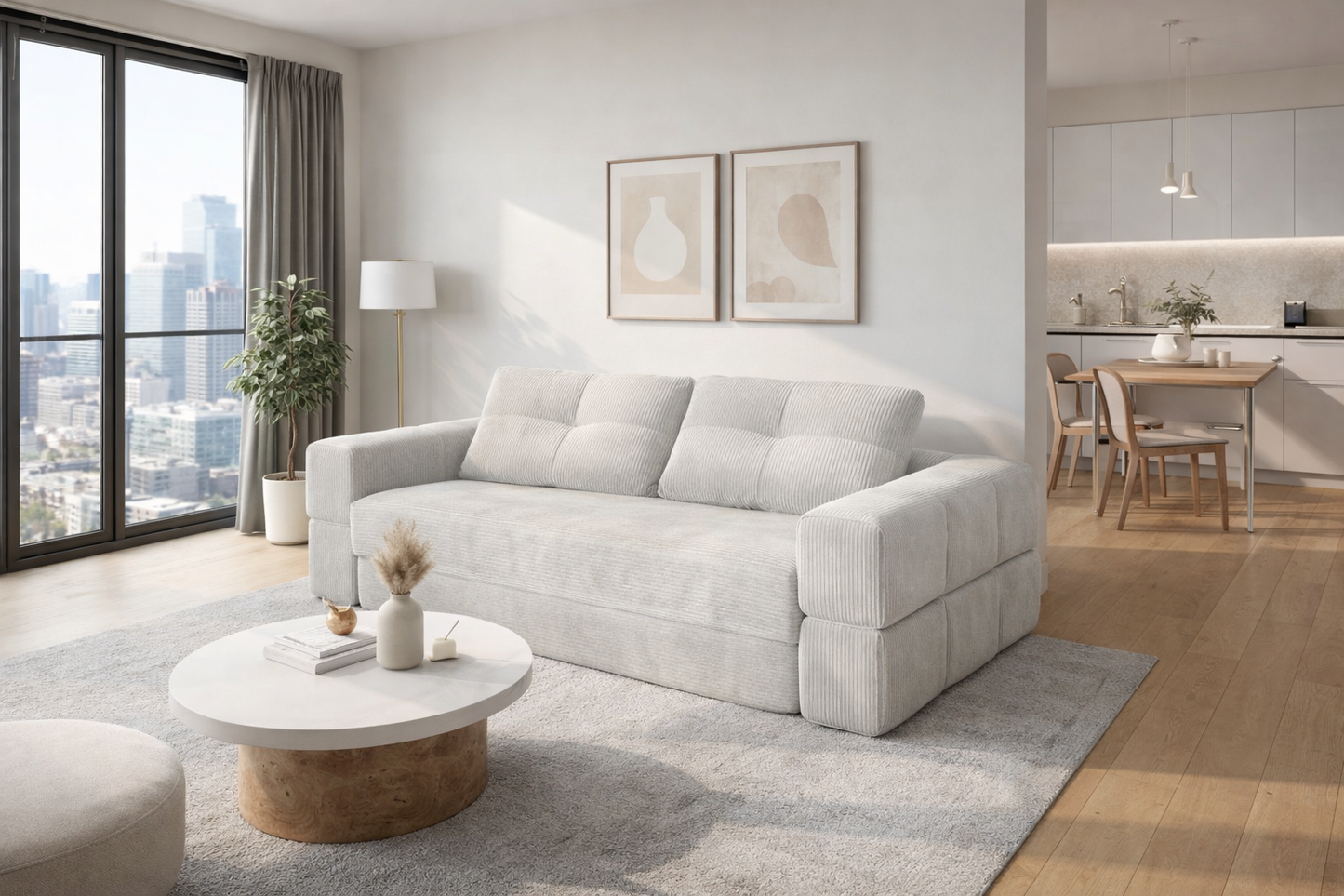 Canapé lit modulable en velours côtelé — Bubella