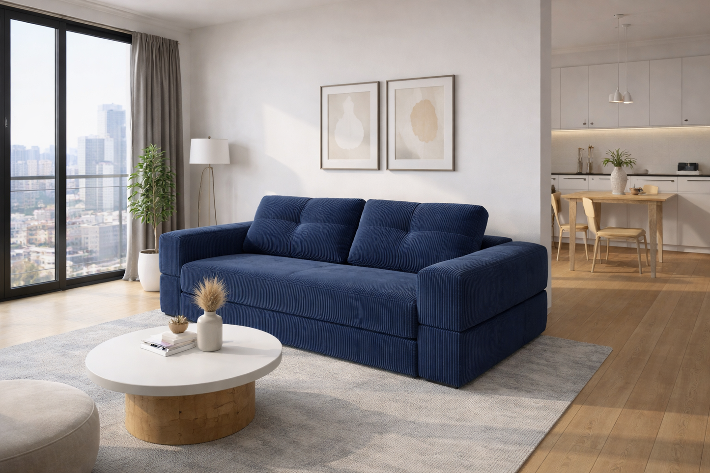 Canapé lit modulable en velours côtelé — Bubella