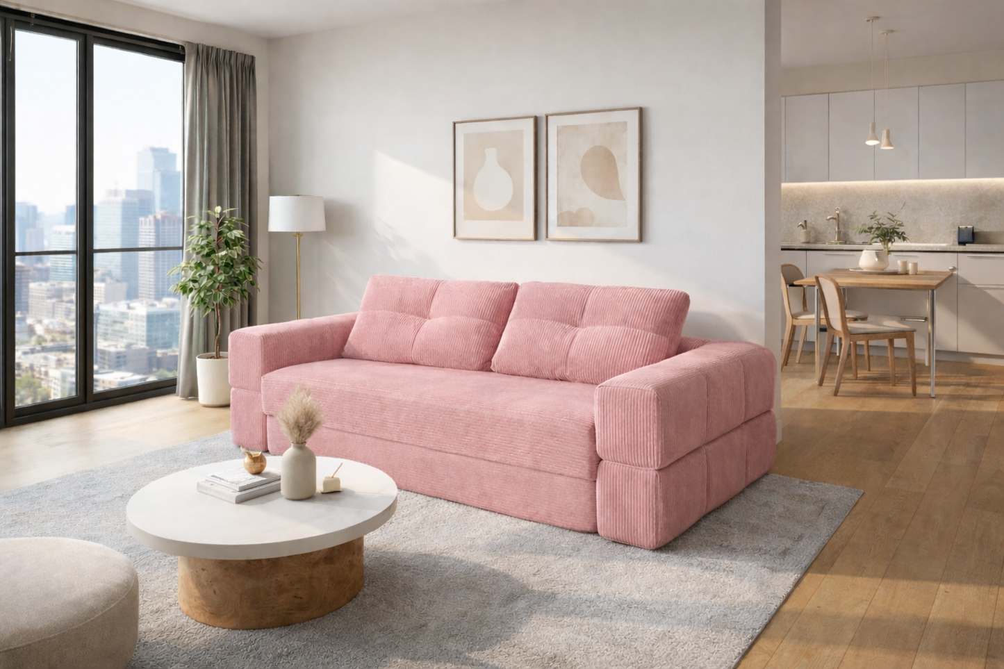 Canapé lit modulable en velours côtelé — Bubella
