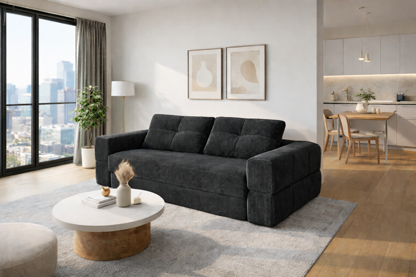 Canapé lit modulable en velours côtelé — Bubella