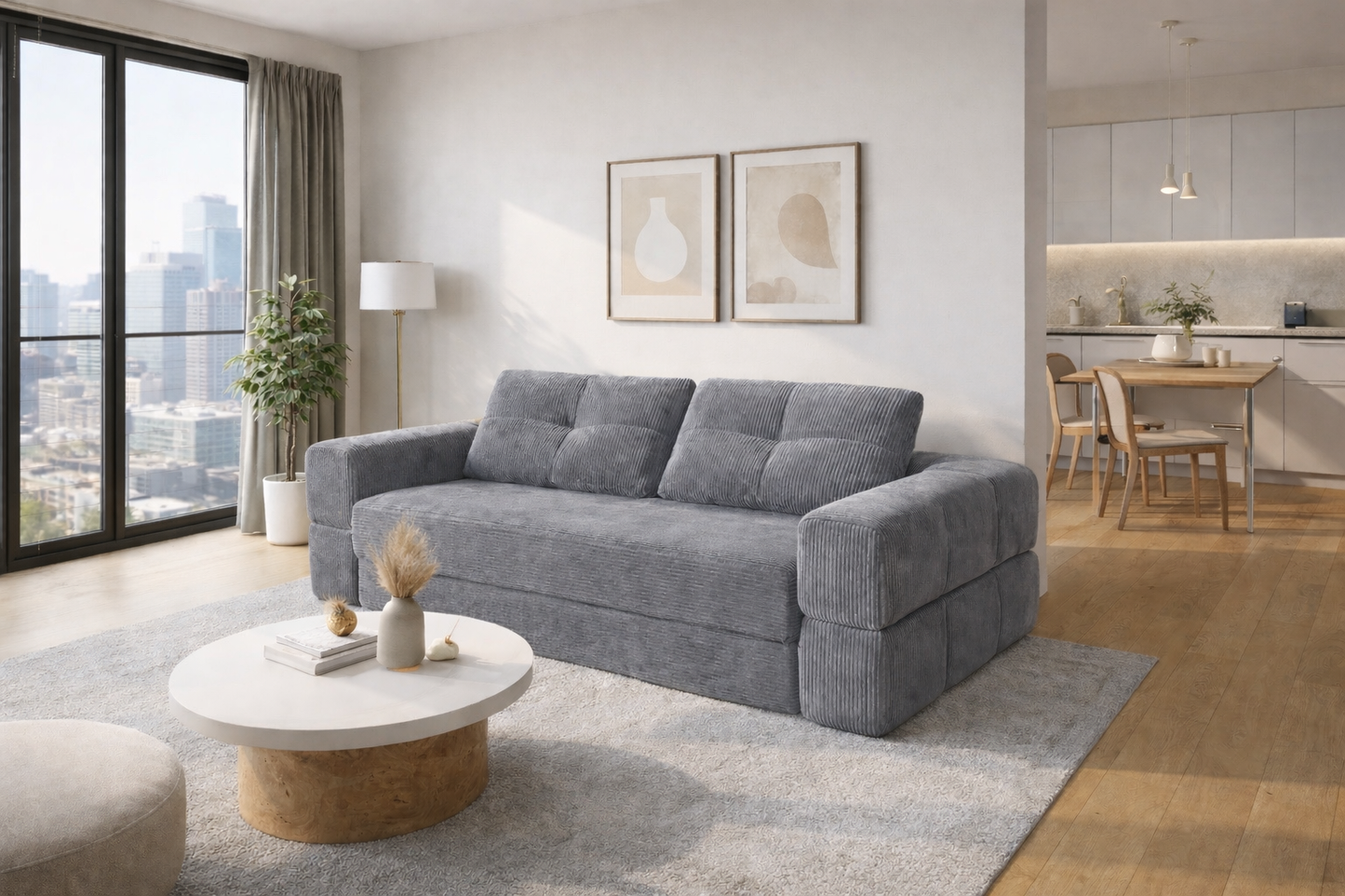 Canapé lit modulable en velours côtelé — Bubella